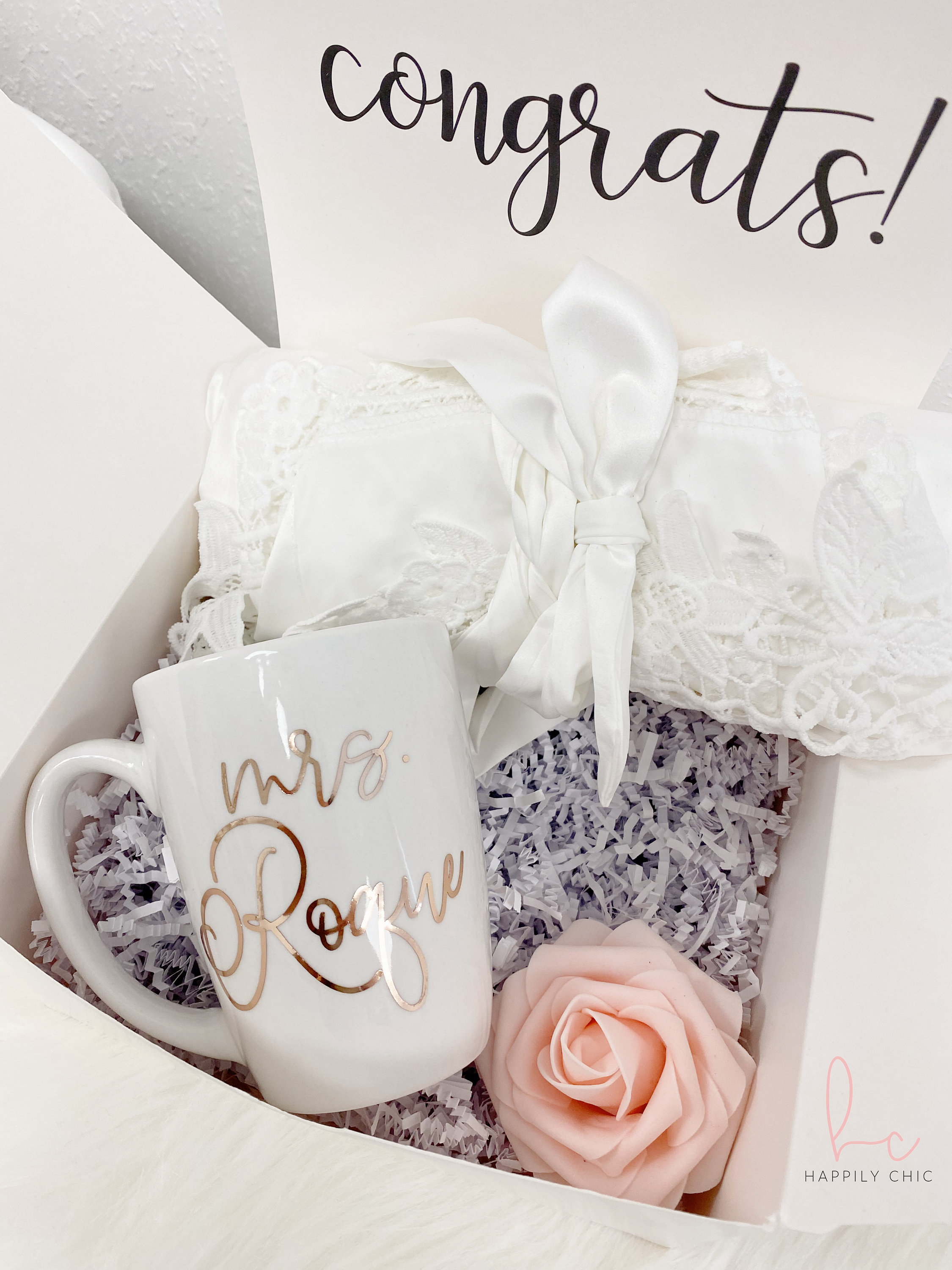 Bride robe gift box set engagement box bride white satin robe future