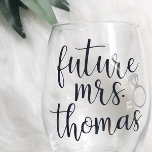 Future mrs wine glass personalized future mrs wine tumbler glass bride wine glass engagement gift idea future mrs gifts bridal wine image 4