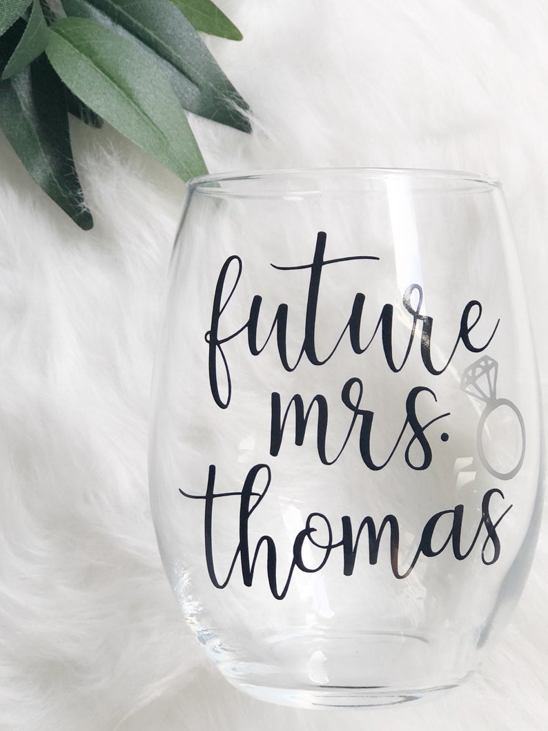 Future mrs wine glass personalized future mrs wine tumbler glass bride wine glass engagement gift idea future mrs gifts bridal wine image 4