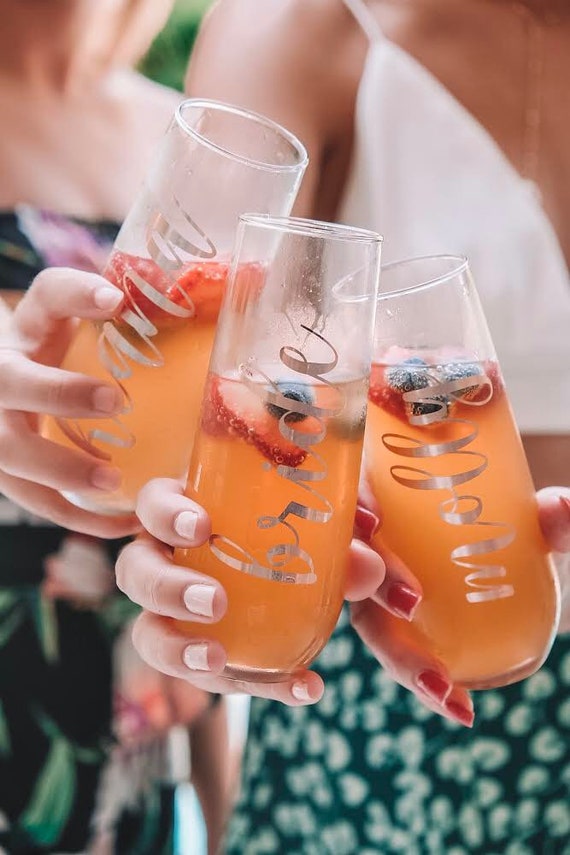 Personalized Stemless Champagne Glass Flute