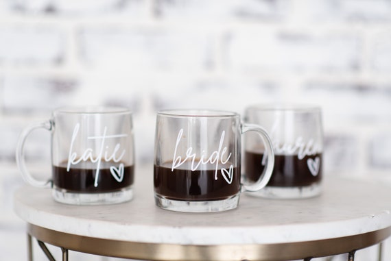Glass Coffee Mug, Clear Glass Mug, Bridesmaid Proposal