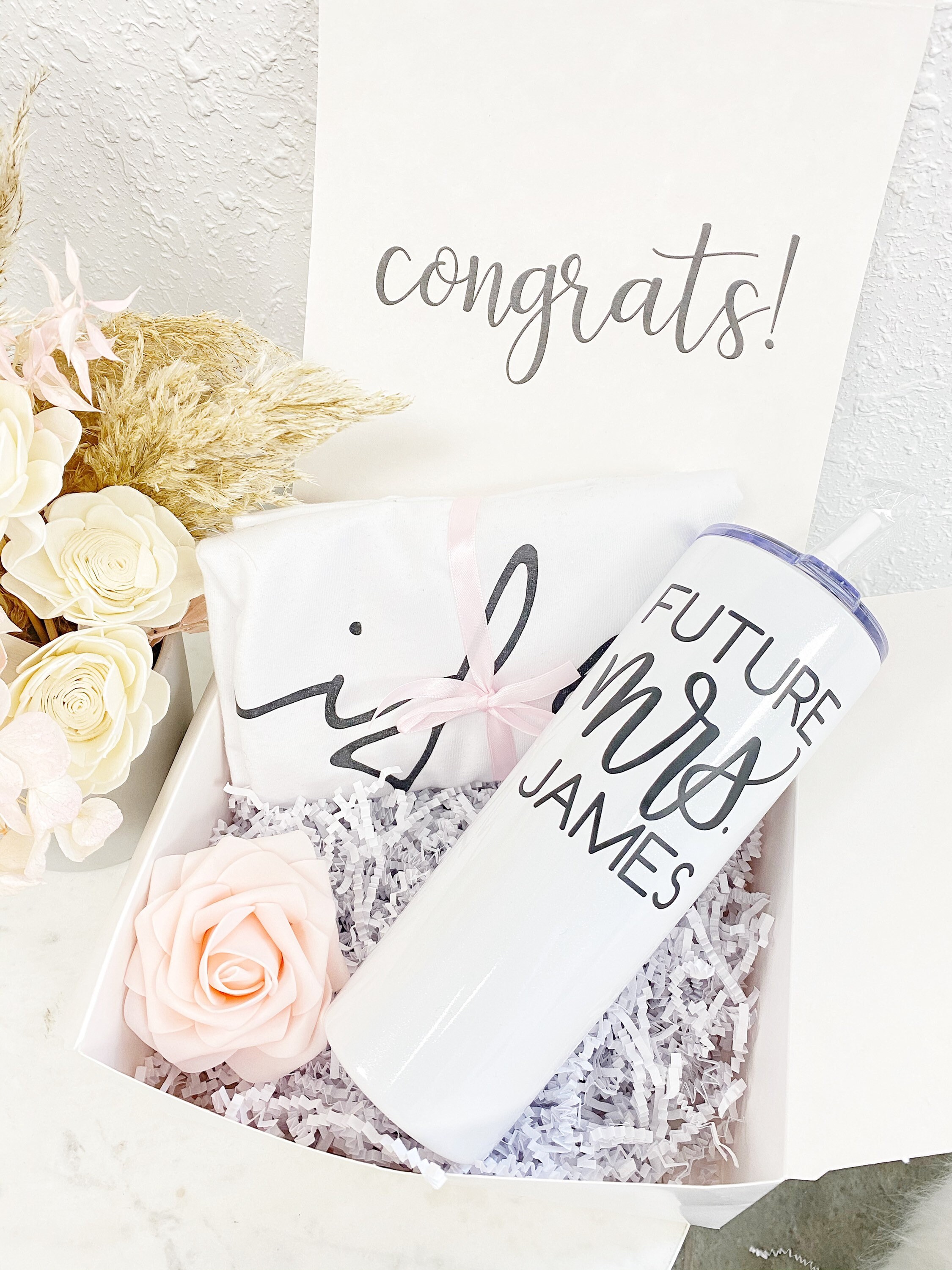 Engagement gift box set for bride future mrs gift set personalized