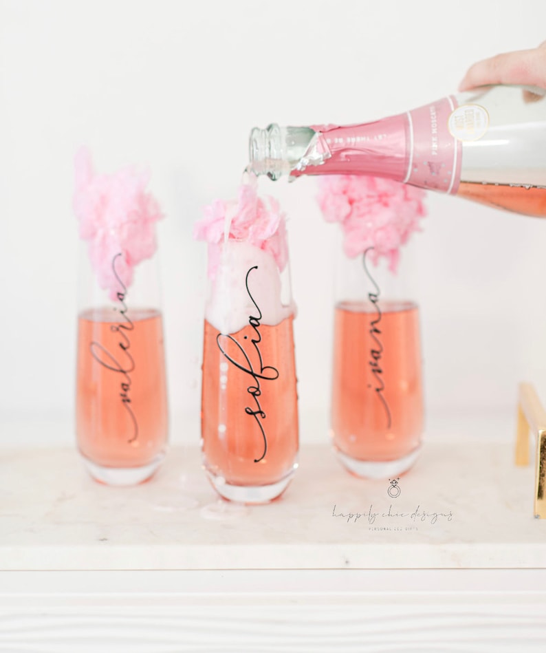 Bridesmaid champagne flutes personalized champagne glasses stemless champagne flutes for bridal party gifts for bridesmaid proposal idea image 5