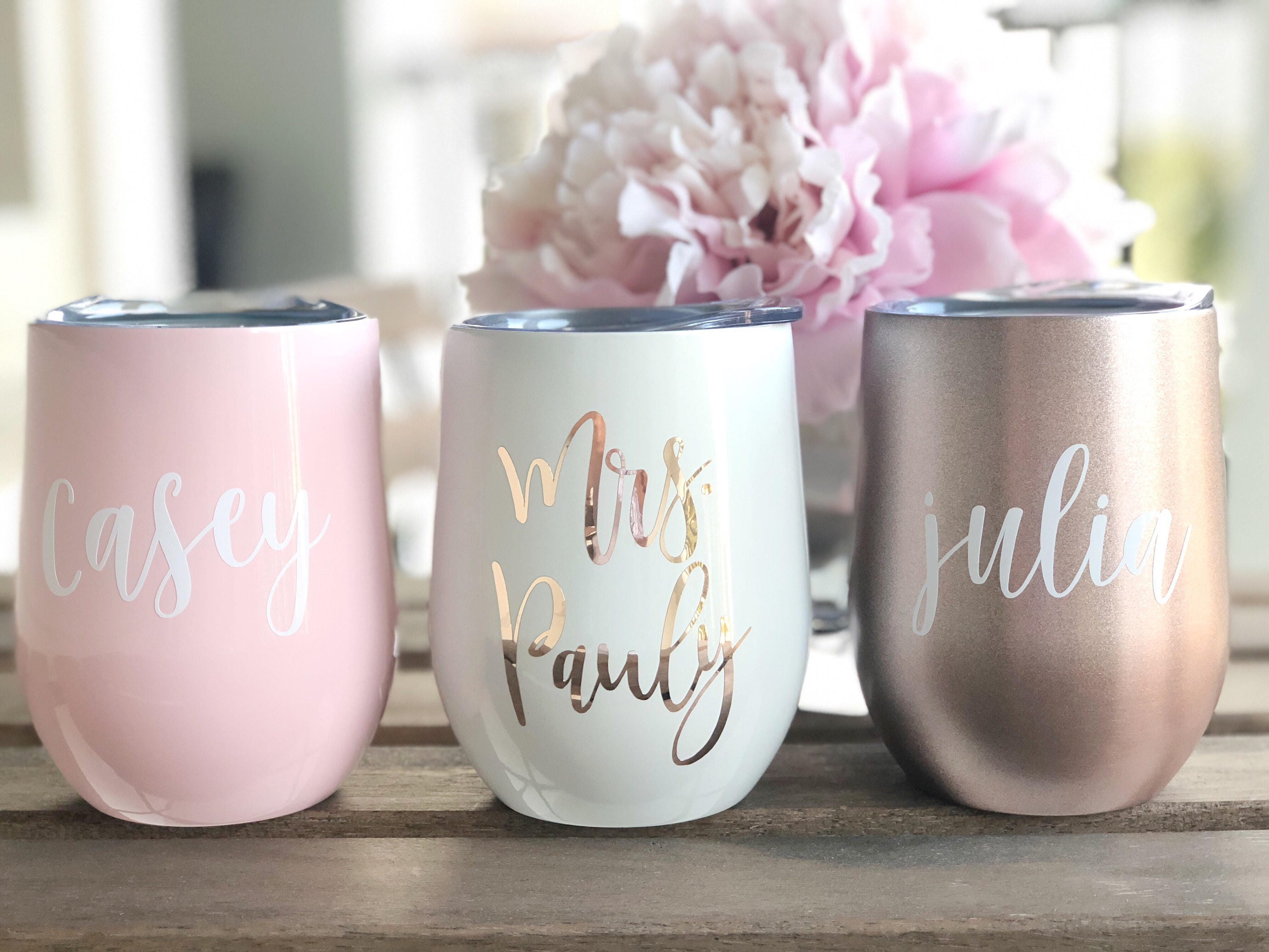 Bridesmaid wine tumbler tumblers with names custom personalized