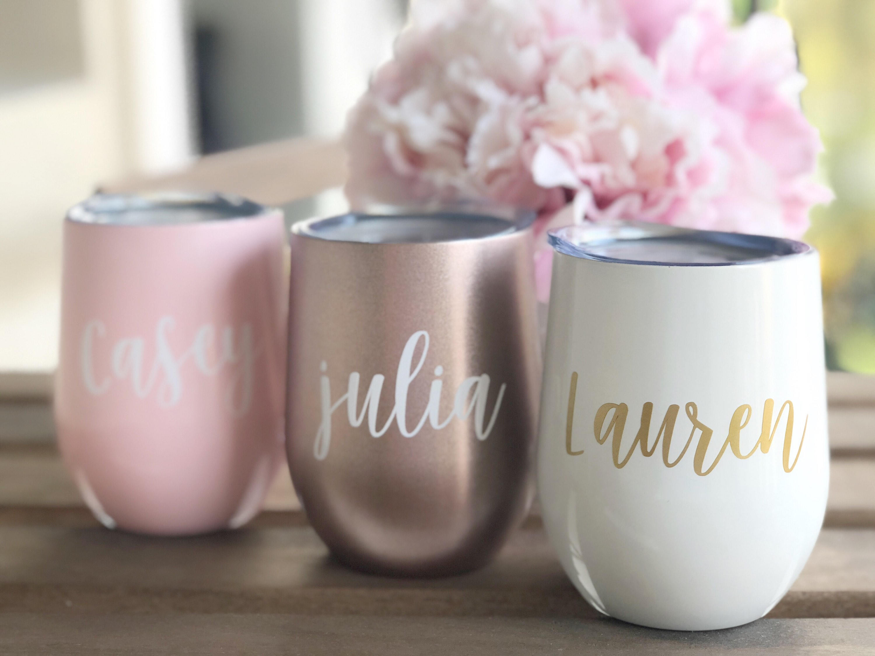 Bridesmaid wine tumbler tumblers with names custom personalized