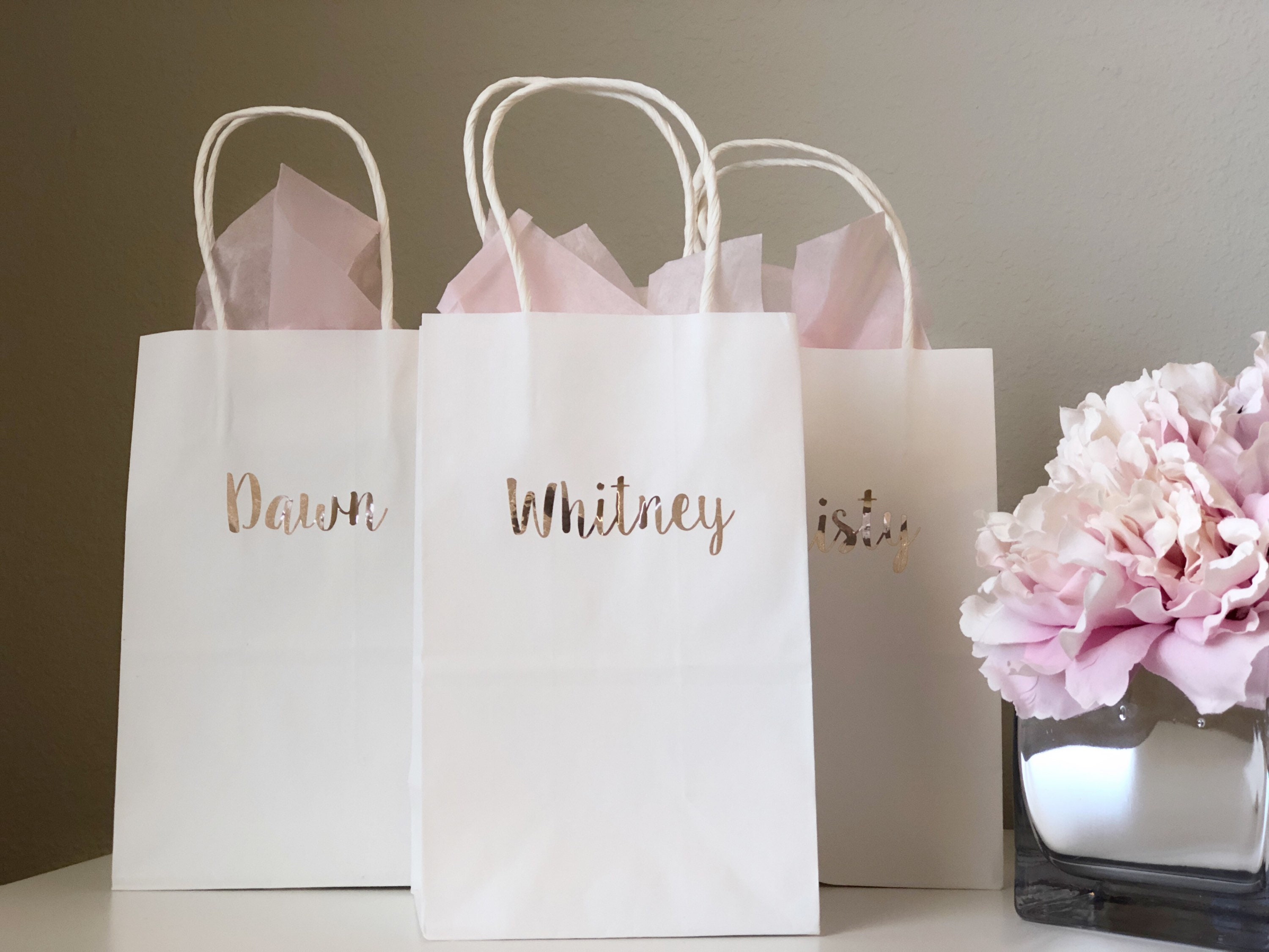 Rose gold gift bags bridesmaid gift bags personalized gift bags
