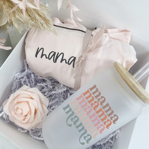 rainbow mama cup Mommy pajama gift box set- new mom mothers day gift idea- baby shower gift idea- baby announcement pregnancy idea for mom
