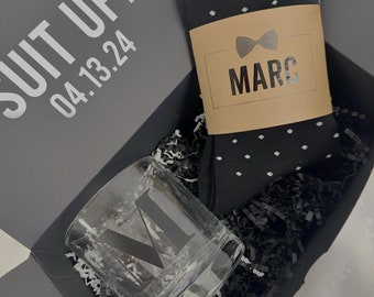 Groomsman proposal box- best man proposal idea- whiskey glass -groomsmen socks- groom gifts- bridal party usher father of bride box