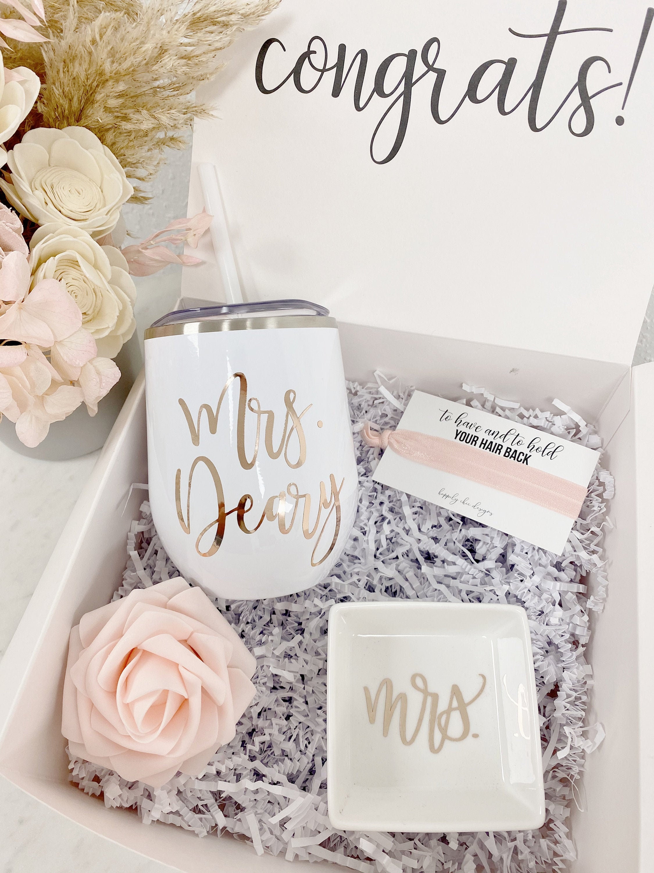 Future mrs gift box- future bride to be gifts- personalized bride wine  tumbler glass for bridal shower gift box ring dish wedding notebook