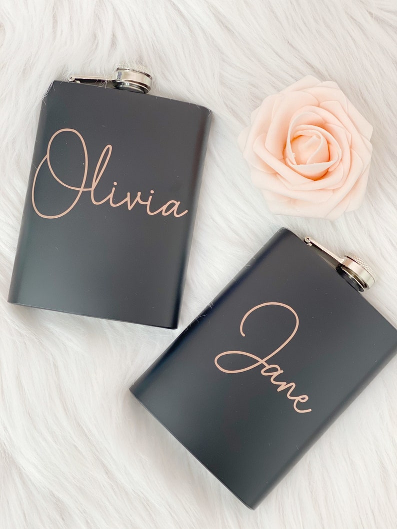 Bridesmaid flasks personalized flask bachelorette party gift ideas bridesmaid proposal idea custom flask personalized bridesmaid gifts image 1