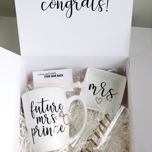 Bride gift box set engagement gift box future mrs gift set bride mug champagne flute ring dish congratulations gift box set for bride to image 5