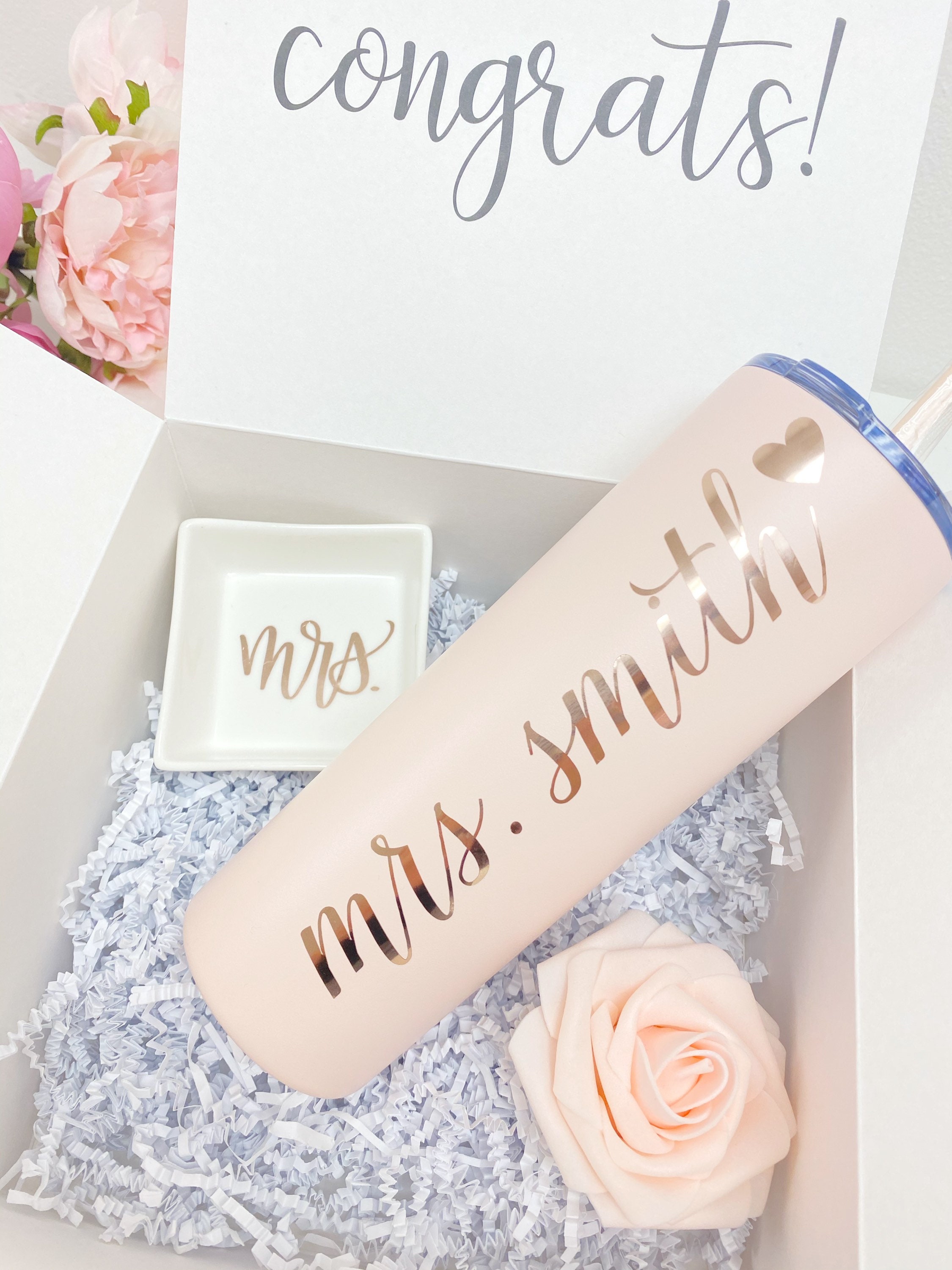 personalized mrs tumbler bride to be gift set future mrs engagement