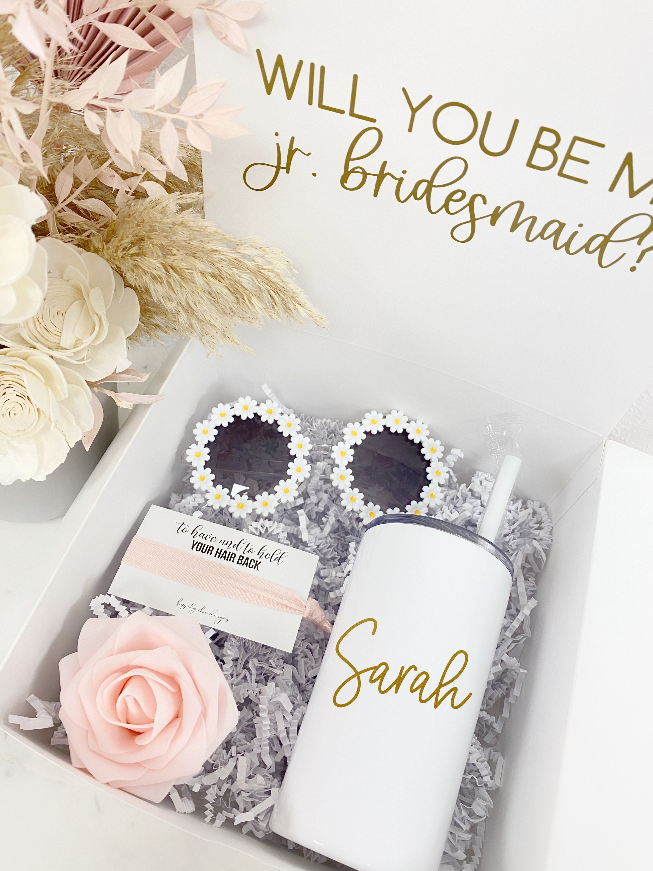 Flower girl Junior bridesmaid proposal box sunglasses personalized jr