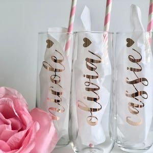 rose gold champagne flutes bridesmaid champagne flutes bridesmaid proposal idea bridesmaid gift champagne glasses personalized champagn image 2