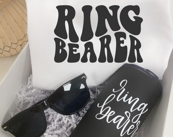 Ring bearer proposal set- will you be my ring bearer - retro ring security shirt sunglasses - ring bearer gift idea- groomsmen proposal gift