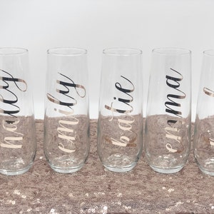 Rose gold bridesmaid champagne flutes bridesmaid gift personalized champagne flute bridemaid proposal glass champagne custom for bridal image 7