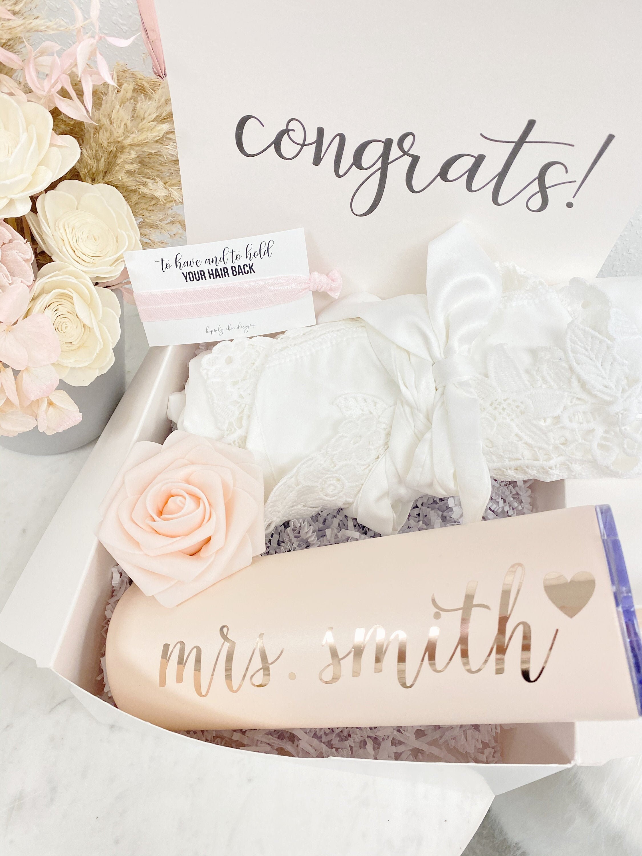 Bride gift box set engagement gift idea bride white satin robe