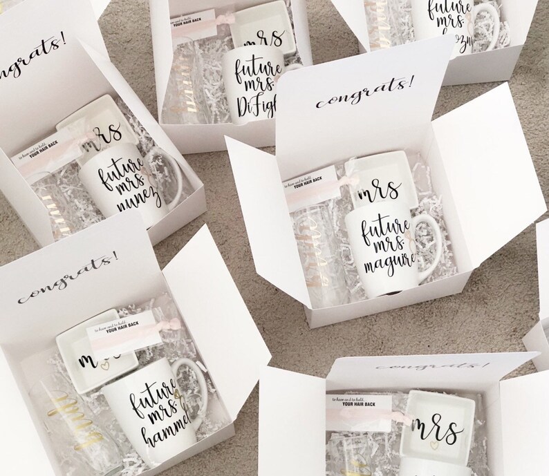 Bride gift box set engagement gift box future mrs gift set bride mug champagne flute ring dish congratulations gift box set for bride to image 3