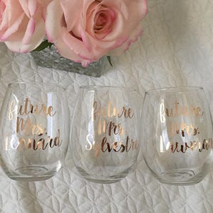 Future mrs wine glass bride gift engagement gift rose gold wine glass future mrs bride wine glass bride to be gift personalized image 4