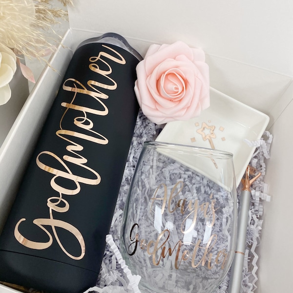 Godmother proposal box idea- godmother tumbler- will you be my godparents gift box- personalized godmother gift- fairy godmother auntie