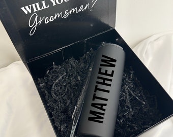 Groomsman Proposal Gift Box Idea - Best man gifts - personalized men's tumblers - Custom tumblers for bridal party will you be my box