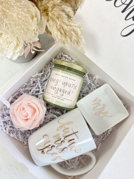 Future mrs mug personalized bride gift box set bride engagement gift box champagne flute bride to be future mrs ring dish engaged idea