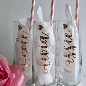 rose gold champagne flutes bridesmaid champagne flutes bridesmaid proposal idea bridesmaid gift champagne glasses personalized champagn image 6