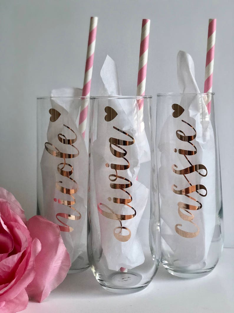 rose gold champagne flutes bridesmaid champagne flutes bridesmaid proposal idea bridesmaid gift champagne glasses personalized champagn image 6