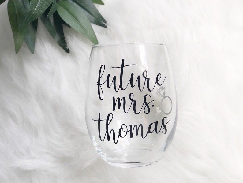 Future mrs wine glass personalized future mrs wine tumbler glass bride wine glass engagement gift idea future mrs gifts bridal wine image 1