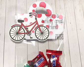 Wheelie Great Friend Bike Treat Bag Toppers for Kids School Party Favors, Valentine's Day, Birthday Parties