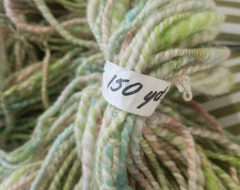 Handspun Art Yarn: Pastel Worsted, 150 yds