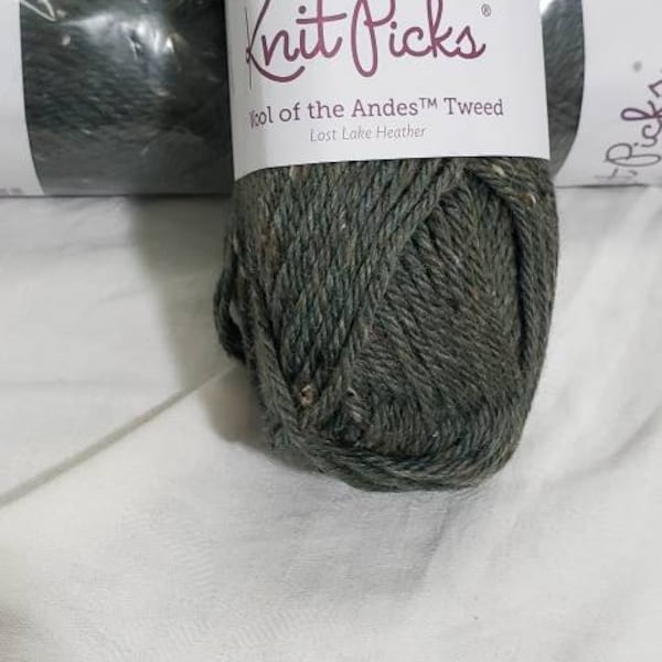 Knit Picks Wool of The Andes Tweed. 80% Peruvian Highland Wool 20 Donegal Tweed. New/Unused Lost Lake Heather