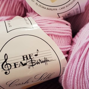 Fa Re Baruffa Cash Silk Yarn. New/Unused 70/20/10 Fine Merino/Silk/Cashmere 25g/85m. Pink#505 Made in Italy.  New/Unused. Original labels.