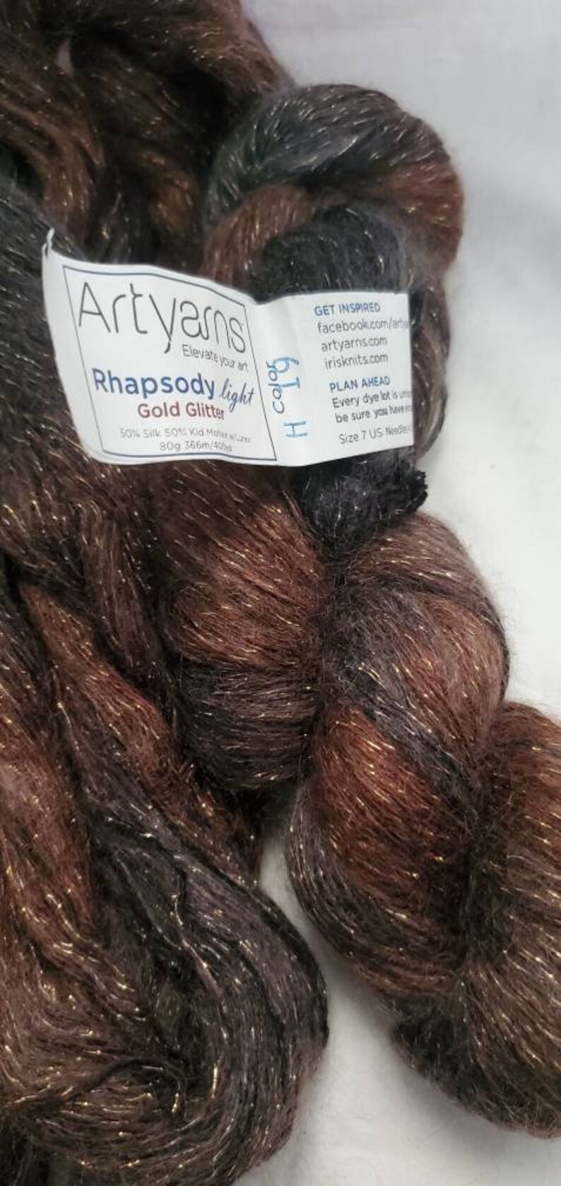 Art Yarns Rhapsody Light Gold Glitter Yarns. 50/50 Silk/kid Mohair W