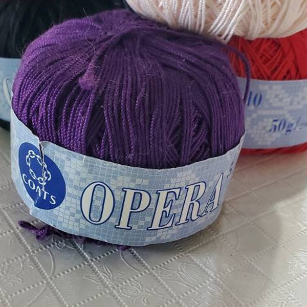 Coats Opera 5 100% Cotton Thread. Each ball 50g/175m. New/Unused. Original labels.
