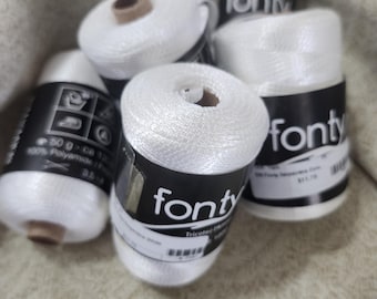 Fonty Serpentine Ribbon Yarn: White Polymide, 5 Spools