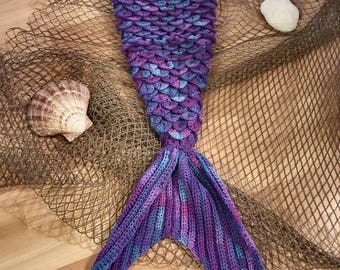 Mystical Crocheted Mermaid Tail Blanket. Crocodile Stitch. Open V back for easy use. Child size shown. Each custom made. None ready to ship.