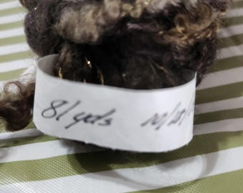 Handspun Art Yarn: Multi-Textured Brown with Sparkle (81 yds)