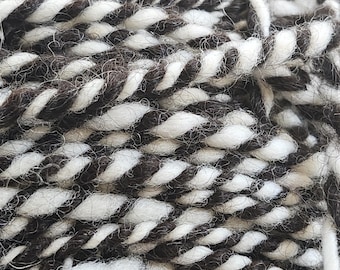 Handspun Alpaca Blend Art Yarn - Brown & White (6 oz)