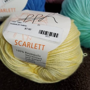 GGH Scarlett 100% Egyptian Cotton Yarn. Each Ball 50g/105m. New/Unused. Great selection of colors. Original labels.