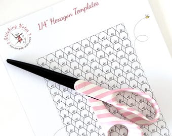 Printable EPP Hexagon Templates PDF | Five Sizes 1/4", 3/8", 1/2", 3/4" and 1"