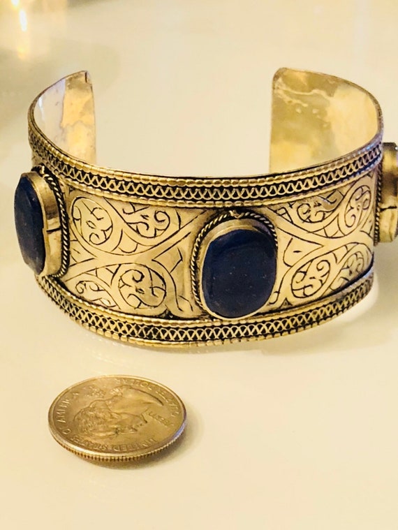 Kuchi Afghan Bracelet Ethnic Tribal Bohemian Jewelry Black Carved Boho Cuff 