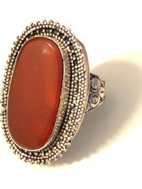 Big Carnelian Antique Ring, silver,Vintage Ring,h… - image 2