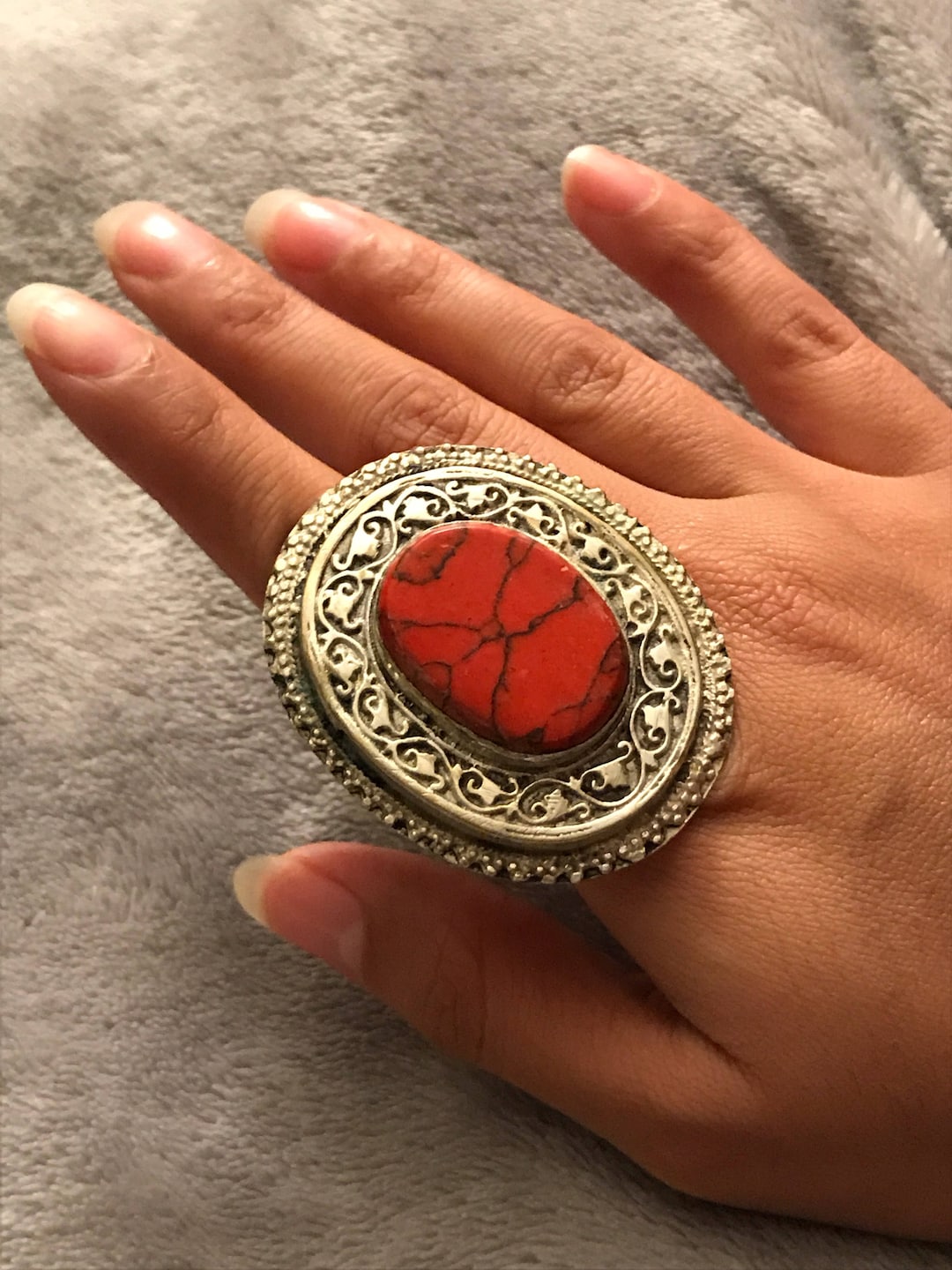 Afghan Kuchi Ring- Turquoise Stone Jewelry- Boho Gypsy Ring- Hand ...