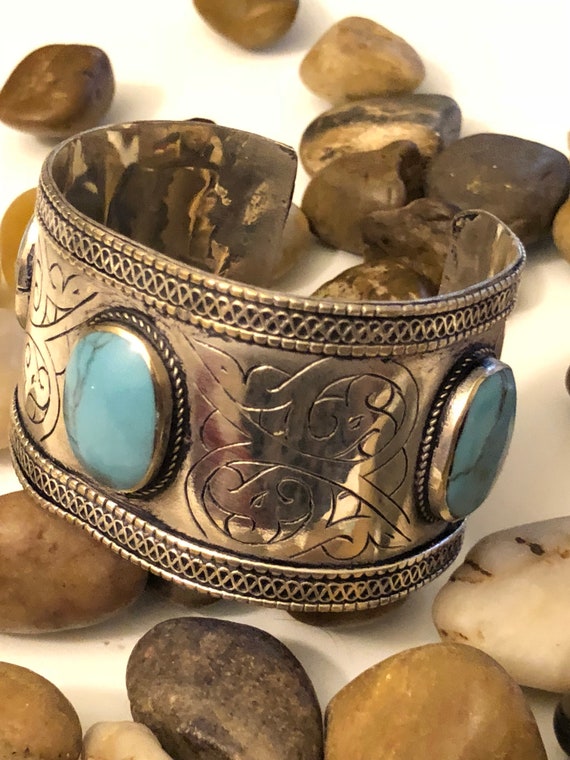 Afghan Kuchi Cuff Bracelet- turquoise Stone Jewelr