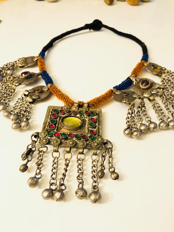 Afghan massive pendant necklace - boho tribal neck