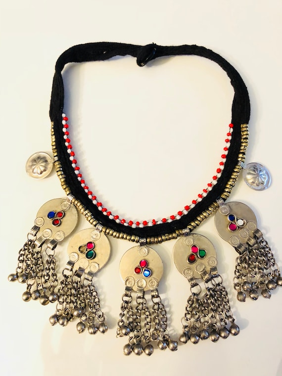 Afghan massive pendant necklace - boho tribal nec… - image 2