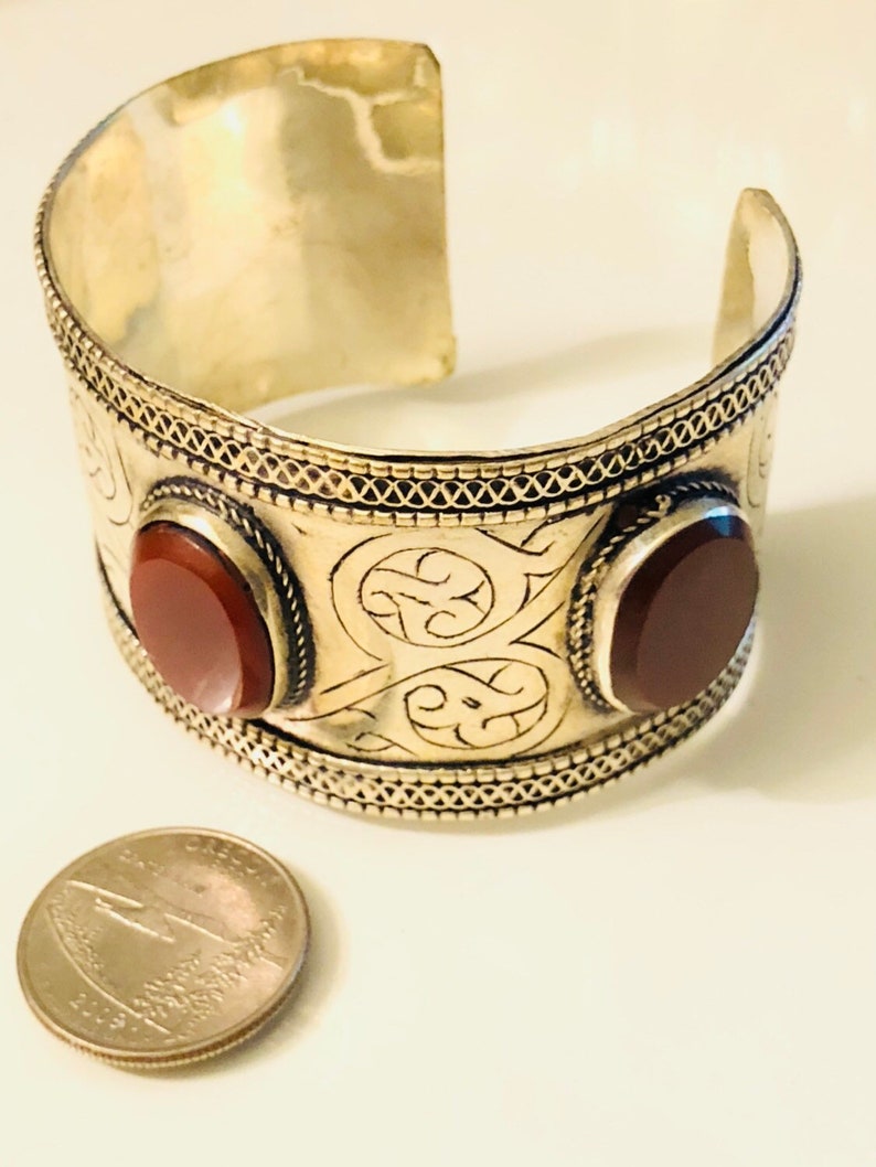 Hand Carved Ethnic Cuff Antique Tribal Bracelet Boho Gypsy Bracelet Afghan Kuchi Cuff Bracelet Bohemian Canelian Stone Jewelry