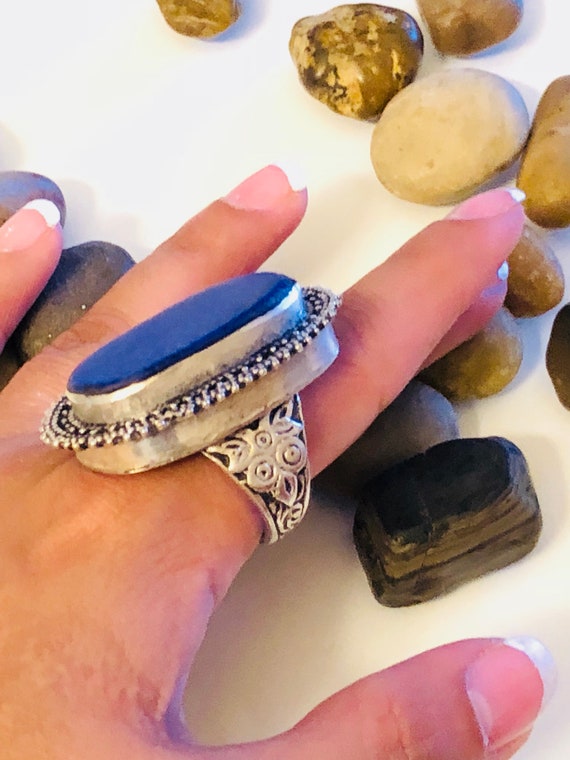 Pure Lapis Lazuli Ring Jewelry Afghan Kuchi ring -