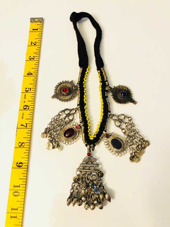 Afghan massive pendant necklace - boho tribal nec… - image 3